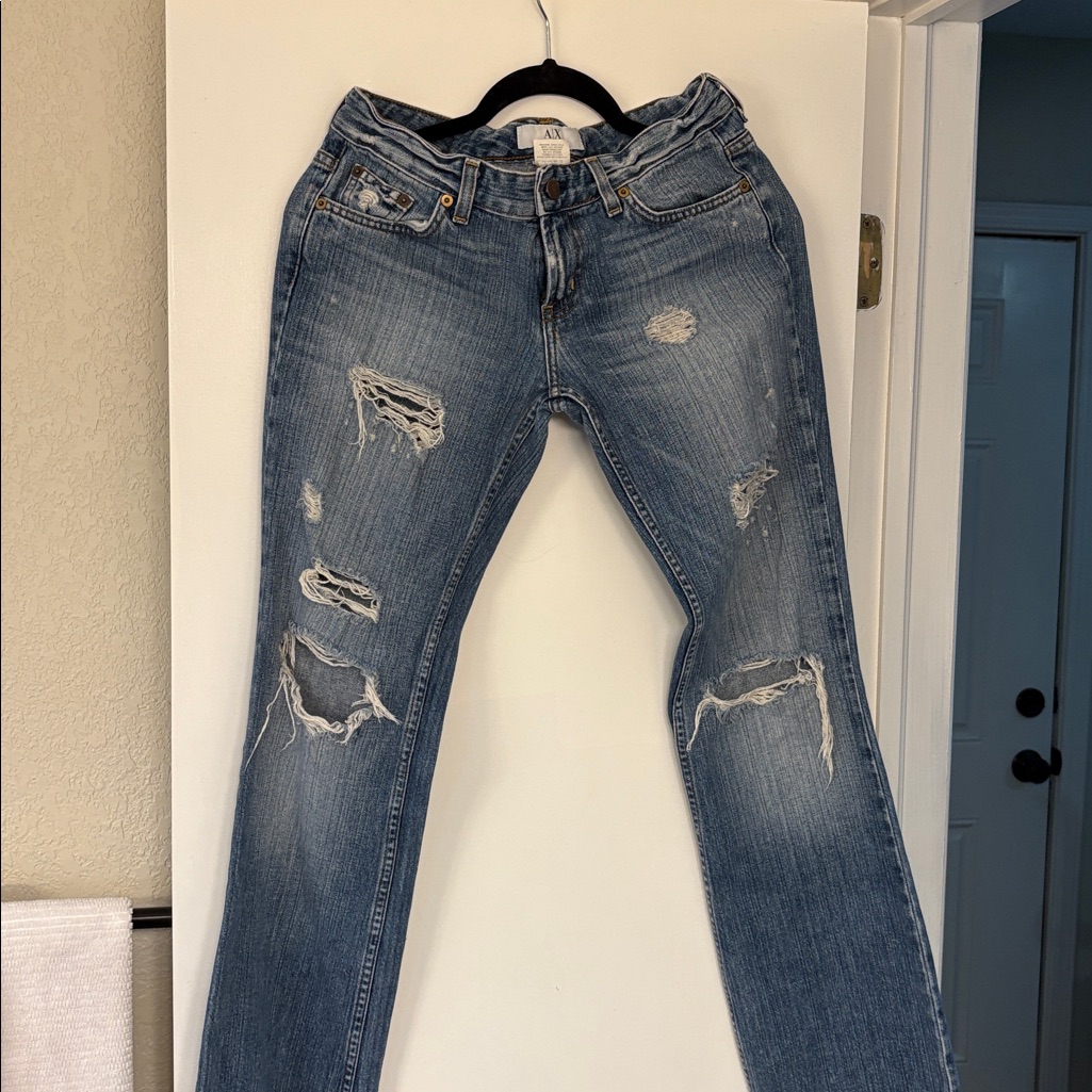 Armani Exchange Light Blue Distressed Jeans